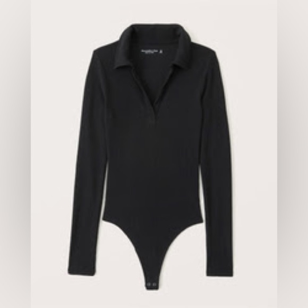 A&F Long-Sleeve Ribbed Polo Bodysuit